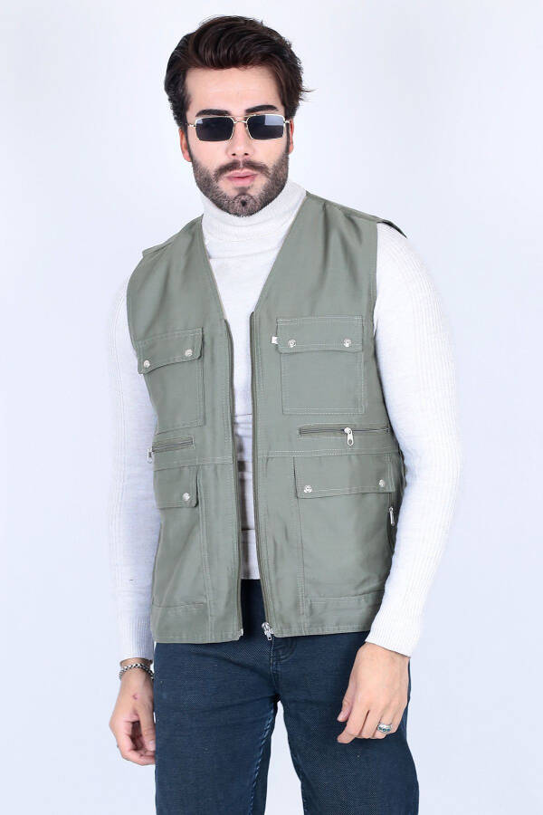 Summer, multi-pocket linen men's vest. - 3