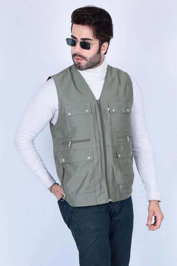 Summer, multi-pocket linen men's vest. - 7