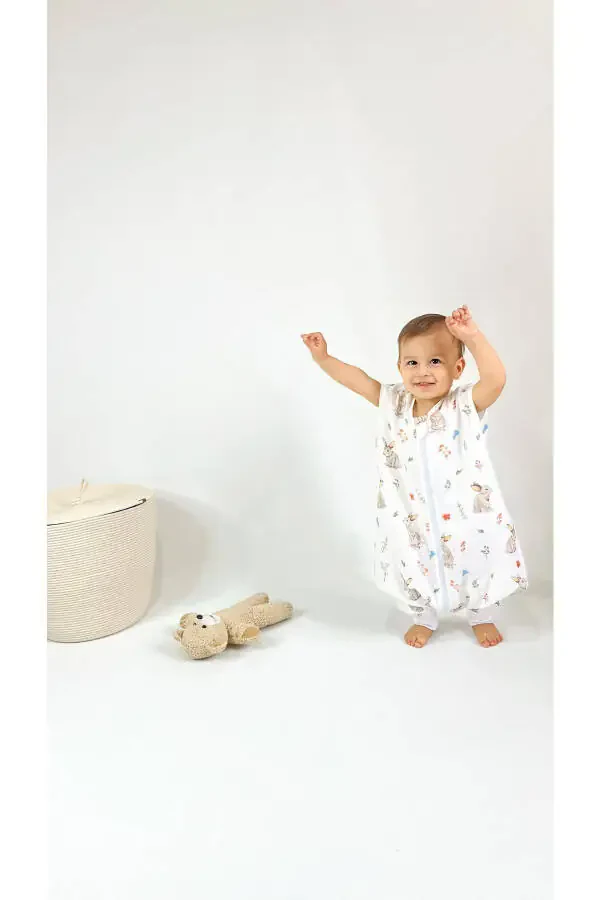 Summer Muslin Sleeping Bag, 0.5 Tog Single Layer Baby Sleeping Bag, Unisex Rabbit Baby Sleeping Bag for Girls and Boys - 2