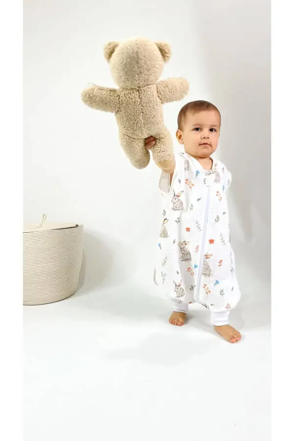 Summer Muslin Sleeping Bag, 0.5 Tog Single Layer Baby Sleeping Bag, Unisex Rabbit Baby Sleeping Bag for Girls and Boys - 3