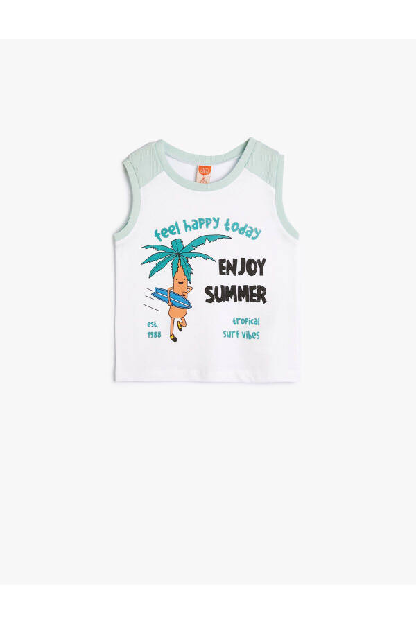 Summer themed, sleeveless athletic tank top with print - 4