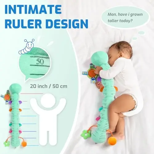 Sumobaby Baby Toys 0-6 6-12 Months, Music Caterpillar Plush Toy with Baby Mirror, Pull String&Crinkle Rattle,Infant Teething Toys,Tummy Time for 0-3-6-12 Month Boys Girls Newborn Gifts (Blue-Leaf) - 5