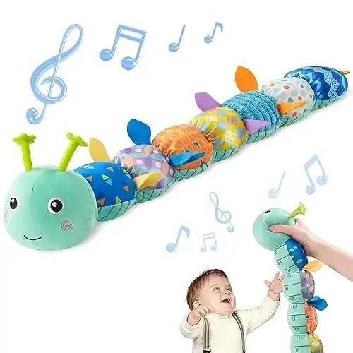 Sumobaby Baby Toys Musical Caterpillar, Tuffed Animal Activity Yumshoq O'yinchoqlar Tishlagich,Multi-Sensorli Crinkle, Rattle va To'qimalar bilan, Qorin vaqti uchun chaqaloq o'yinchoqlari 0 dan 12 Oylik O'g'il bolalar,Qizlar,Caterpillar(Moviy) - SUMOBABY