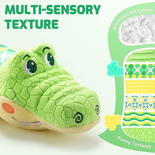 Sumobaby Baby Toys Musical Crocodile, Stuffed Animal Activity Soft Toys with Teether, Multi-Sensory Crinkle, Rattle and Textures, for Tummy Time baby toys 0 to 12 months Boys, Girls, Alligator (Green) - 2