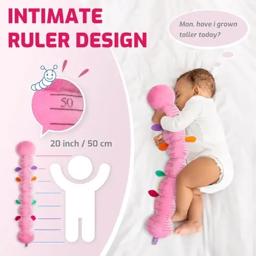 Sumobaby Infant Baby Musical Stuffed Animal Toys for 0-3-6-12 Months,Multi Sensory Toys with Crinkle and Rattles, Tummy Time Toys for Newborn Boys Girls, Caterpillar, Pink - SUMOBABY (1)