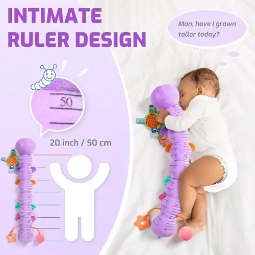 Sumobaby Baby Toys 0-6 6-12 Months, Music Caterpillar Plush Toy with Baby Mirror, Pull String&Crinkle Rattle,Infant Teething Toys,Tummy Time for 0-3-6-12 Month Boys Girls Newborn Gifts (Purple-Leaf) - 2