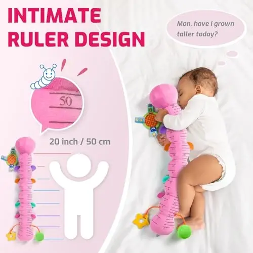 Sumobaby Baby Toys 0-6 6-12 Months,Music Caterpillar Plush Toy with Baby Mirror, Pull String&Crinkle Rattle,Infant Sensory Toys,Tummy Time for 0-3-6-12 Month Boys Girls Newborn Gifts (Pink-Leaf) - 5