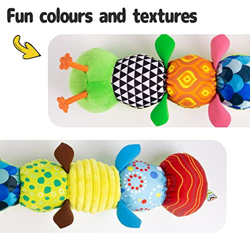 Sumobaby Infant Baby Musical Stuffed Animal Activity Soft Toys with Multi-Sensory Crinkle, Rattle and Textures, for Tummy Time Newborn 0-3-6-12 Months Boys, Girls, Caterpillar - 4