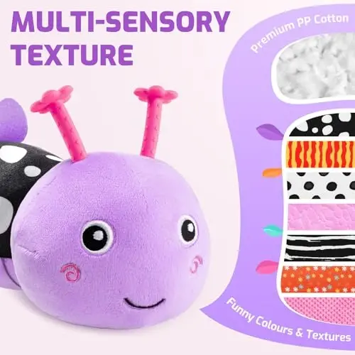 Sumobaby Infant Baby Musical Stuffed Animal Toys for 0-3-6-12 Months,Multi Sensory Toys with Crinkle and Rattles, Tummy Time Toys for Newborn Boys Girls, Caterpillar, Purple - SUMOBABY (1)