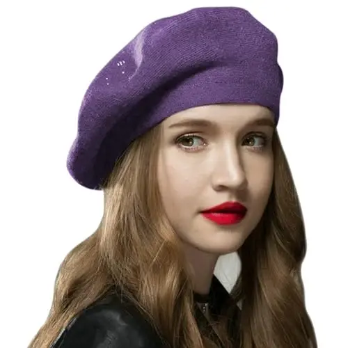Sumolux Ayollar Beret Shlyapa Frantsuz Jun Beret Beanie Qalpog'i Klassik Qattiq Rang Kuzgi Qishki Shlyapalar - MODAZONE