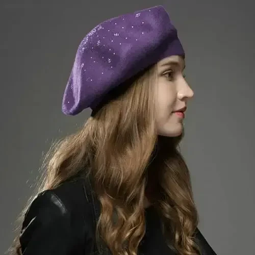 Sumolux Ayollar Beret Shlyapa Frantsuz Jun Beret Beanie Qalpog'i Klassik Qattiq Rang Kuzgi Qishki Shlyapalar - 2