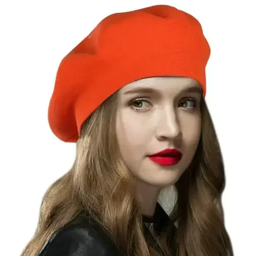 Sumolux Women Beret Hat French Wool Beret Beanie Cap Classic Solid Color Autumn Winter Hats 