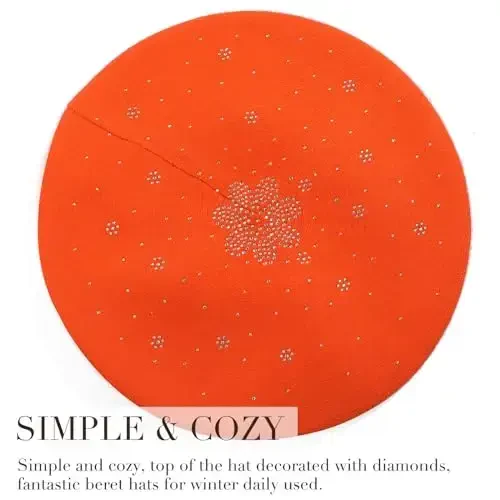 Sumolux Women Beret Hat French Wool Beret Beanie Cap Classic Solid Color Autumn Winter Hats - 4