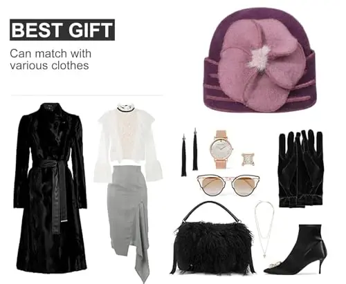 Sumolux Beanie Ayollar uchun shlyapalar Jun Bosh suyagi Qalpog'i Beret Frantsuz Vintage Cloche 1920-yillar - 6