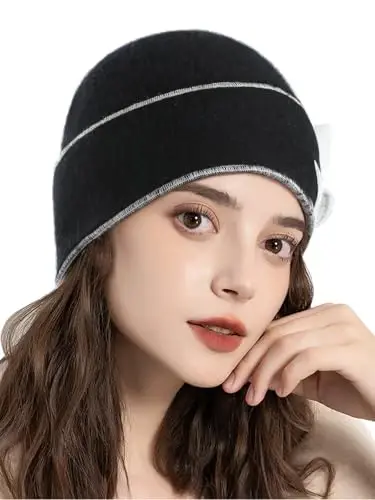 Sumolux Beanie Hats for Women Wool Skull Cap Beret Floral Cuffed French Vintage Dress Cloche Classic Winter 1920s - 3