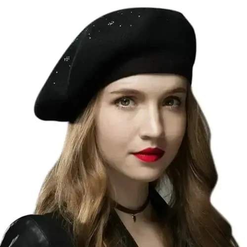 Sumolux Women Beret Hat French Wool Beret Beanie Cap Classic Solid Color Autumn Winter Hats - 1
