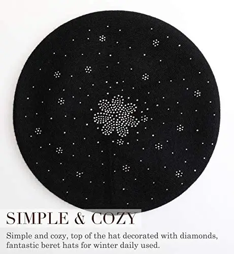 Sumolux Women Beret Hat French Wool Beret Beanie Cap Classic Solid Color Autumn Winter Hats - 4