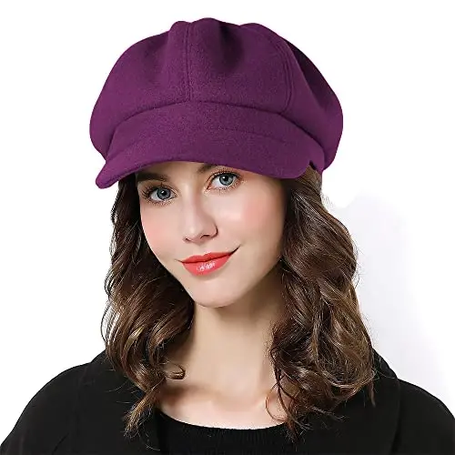 Sumolux Women Beret Newsboy Hat French Wool Cap Classic Autumn Spring Winter 