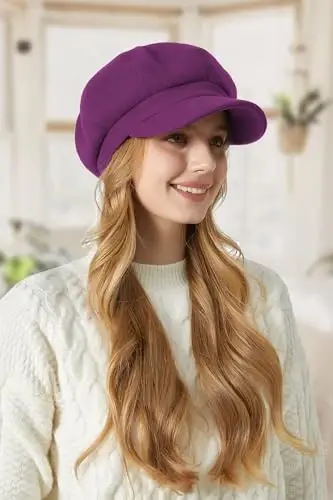 Sumolux Women Beret Newsboy Hat French Wool Cap Classic Autumn Spring Winter - 4