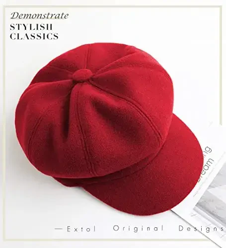 Sumolux Women Beret Newsboy Hat French Wool Cap Classic Autumn Spring Winter - 5
