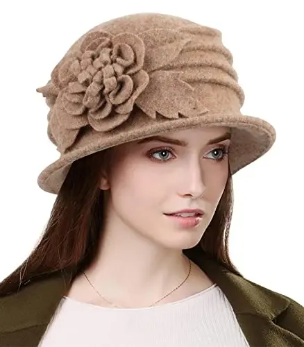 Sumolux Women Beret Hat French Vintage Floral Wool Dress Cloche Classic Winter Hat 1920s - 1
