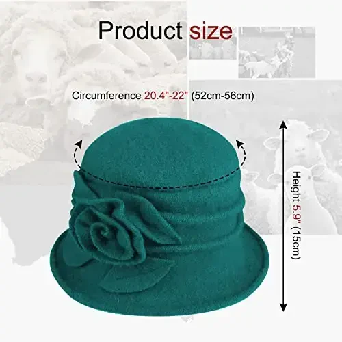Sumolux Women Beret Hat French Vintage Floral Wool Dress Cloche Classic Winter Hat 1920s - 4