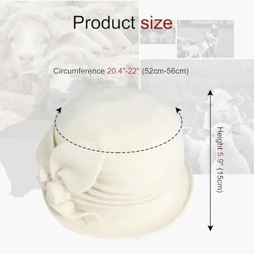 Sumolux Women Beret Hat French Vintage Floral Wool Dress Cloche Classic Winter Hat 1920s - 4