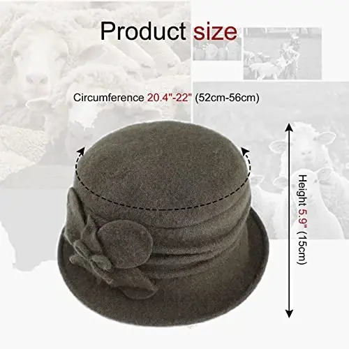 Sumolux Women Beret Hat French Vintage Floral Wool Dress Cloche Classic Winter Hat 1920s - 4