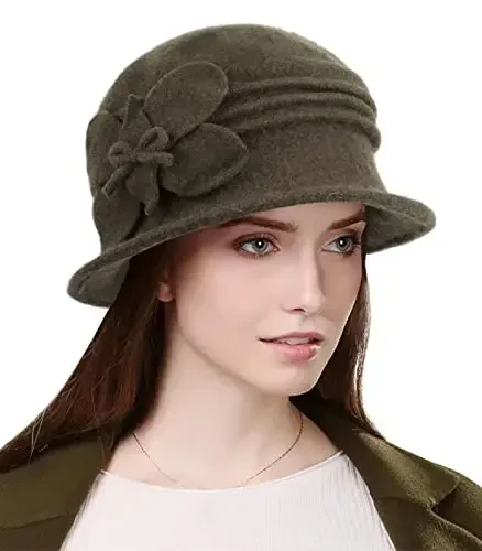 Sumolux Women Beret Hat French Vintage Floral Wool Dress Cloche Classic Winter Hat 1920s - 1