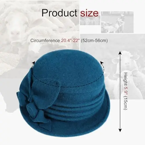 Sumolux Women Beret Hat French Vintage Floral Wool Dress Cloche Classic Winter Hat 1920s - 4