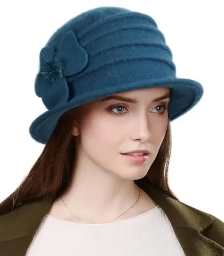 Sumolux Women Beret Hat French Vintage Floral Wool Dress Cloche Classic Winter Hat 1920s - 1