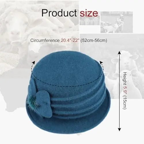 Sumolux Women Beret Hat French Vintage Floral Wool Dress Cloche Classic Winter Hat 1920s - 4