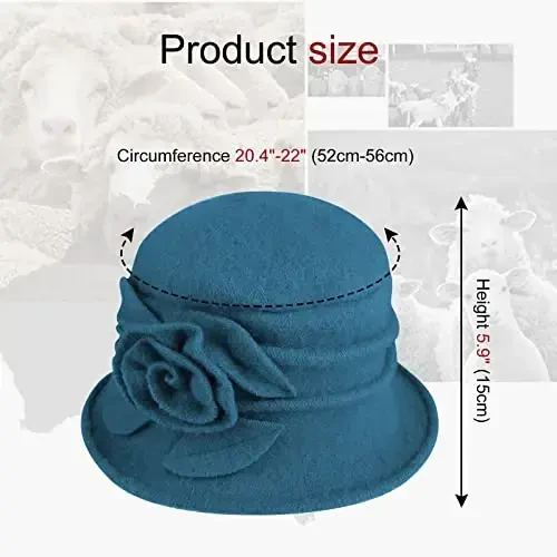 Sumolux Women Beret Hat French Vintage Floral Wool Dress Cloche Classic Winter Hat 1920s - 4