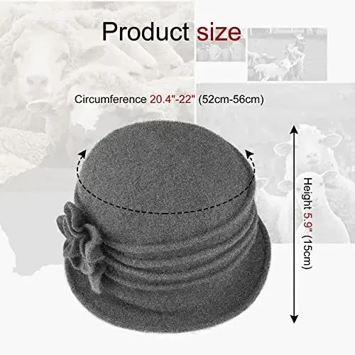 Sumolux Women Beret Hat French Vintage Floral Wool Dress Cloche Classic Winter Hat 1920s - 4