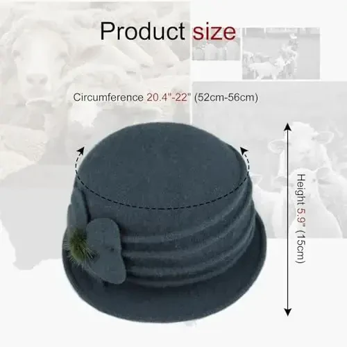 Sumolux Women Beret Hat French Vintage Floral Wool Dress Cloche Classic Winter Hat 1920s - 4