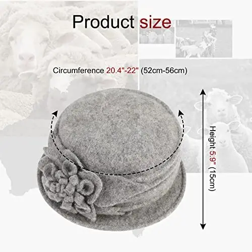Sumolux Women Beret Hat French Vintage Floral Wool Dress Cloche Classic Winter Hat 1920s - 4