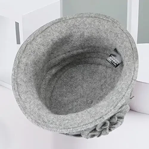 Sumolux Women Beret Hat French Vintage Floral Wool Dress Cloche Classic Winter Hat 1920s - 5
