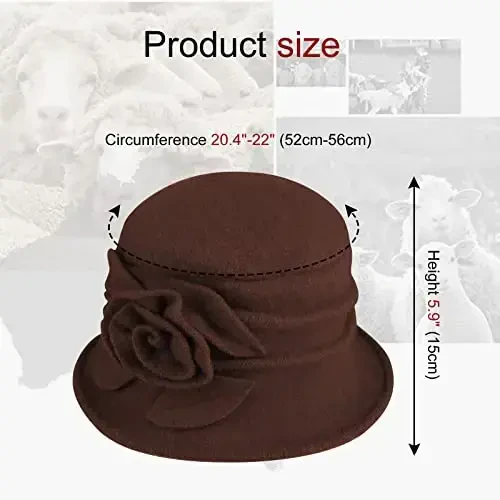 Sumolux Women Beret Hat French Vintage Floral Wool Dress Cloche Classic Winter Hat 1920s - 4