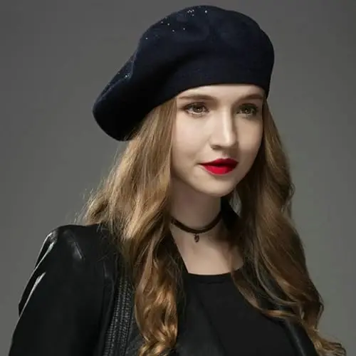 Sumolux Women Beret Hat French Wool Beret Beanie Cap Classic Solid Color Autumn Winter Hats - SUMOLUX (1)