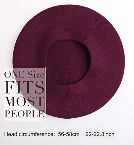 Sumolux Women Beret Hat French Wool Beret Beanie Cap Classic Solid Color Autumn Winter Hats - 4