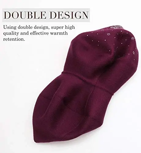 Sumolux Women Beret Hat French Wool Beret Beanie Cap Classic Solid Color Autumn Winter Hats - 5