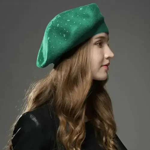 Sumolux Women Beret Hat French Wool Beret Beanie Cap Classic Solid Color Autumn Winter Hats - 2
