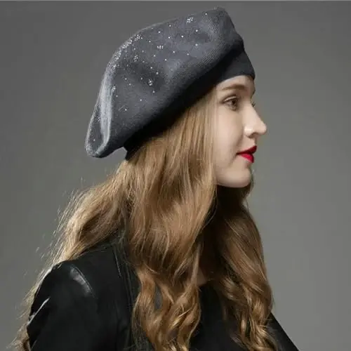 Sumolux Women Beret Hat French Wool Beret Beanie Cap Classic Solid Color Autumn Winter Hats - 2