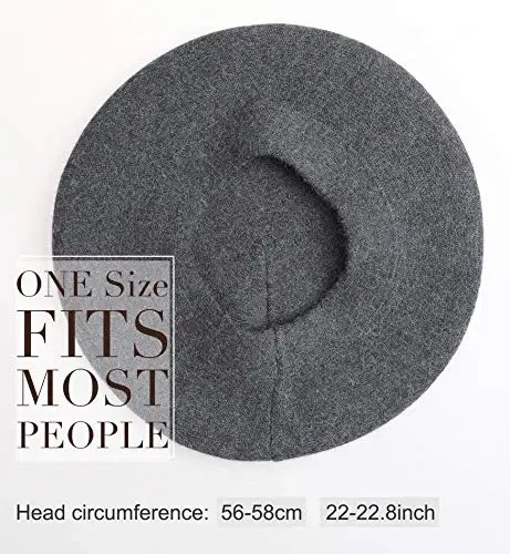 Sumolux Women Beret Hat French Wool Beret Beanie Cap Classic Solid Color Autumn Winter Hats - 4
