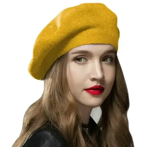 Sumolux Women Beret Hat French Wool Beret Beanie Cap Classic Solid Color Autumn Winter Hats 