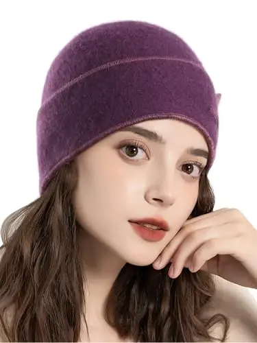 Sumolux Beanie Hats for Women Wool Skull Cap Beret French Vintage Cloche 1920s - 3