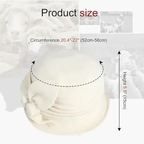 Sumolux Women Beret Hat French Vintage Floral Wool Dress Cloche Classic Winter Hat 1920s - 4