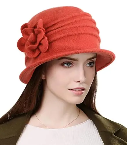 Sumolux Women Beret Hat French Vintage Floral Wool Dress Cloche Classic Winter Hat 1920s - 1