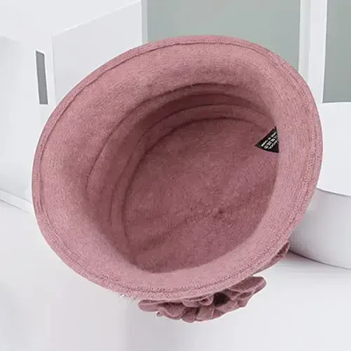 Sumolux Women Beret Hat French Vintage Floral Wool Dress Cloche Classic Winter Hat 1920s - 5