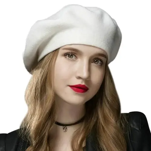 Sumolux Women Beret Hat French Wool Beret Beanie Cap Classic Solid Color Autumn Winter Hats 